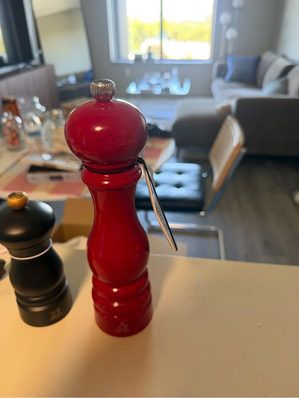Peugeot Red Pepper Mill with Silver Knob